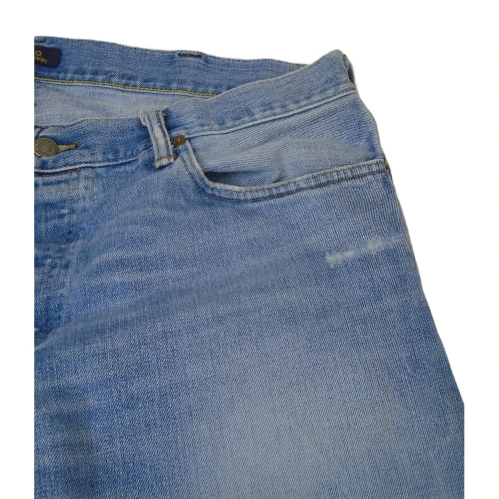 Polo Ralph‎ Lauren Button Fly Blue Faded Distressed Jeans 165/98c Men's 38x30